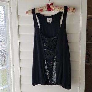 Holiday Party Top Black Sequin Sleeveless Tank